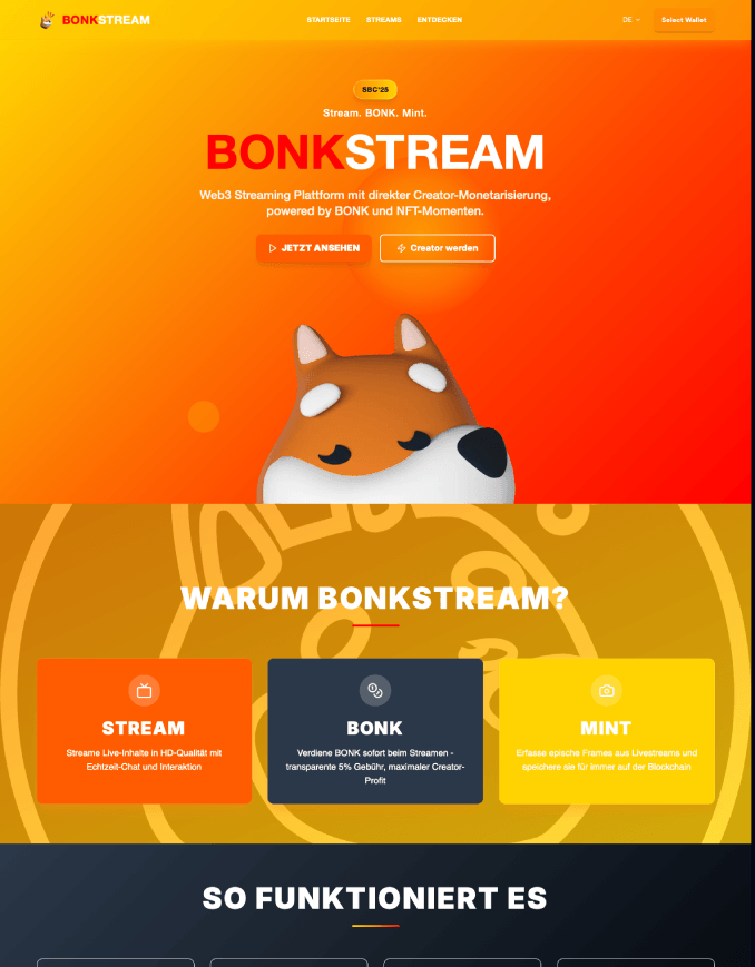 BONKstream, Web-Applikation