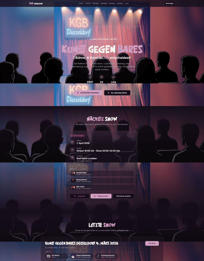 Kunst gegen Bares, Web-Applikation