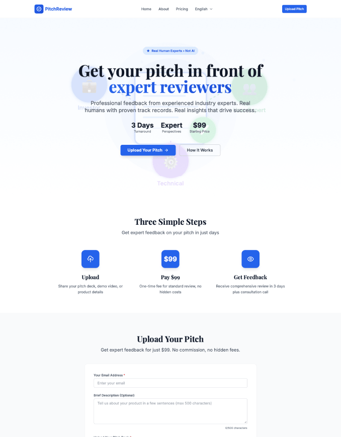 PitchReview, Web-Applikation